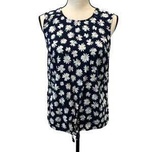 Old Navy Blue Sleeveless Tie Front Blouse